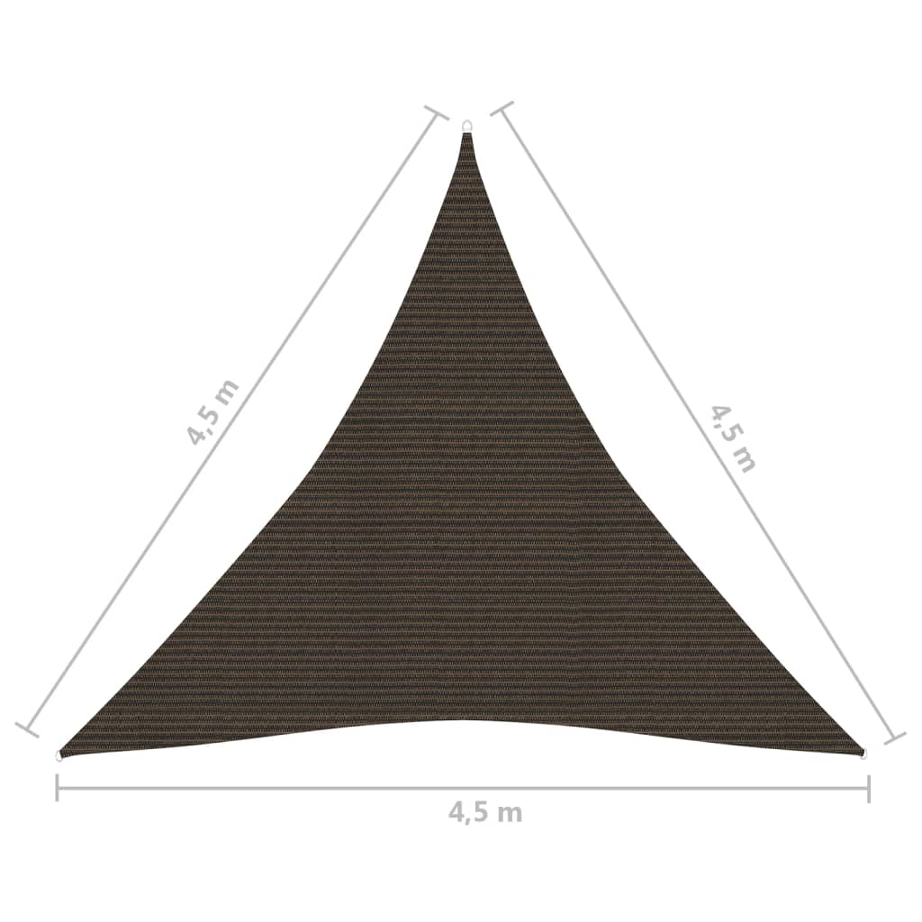 vidaXL Para-sol estilo vela 160 g/m² 4,5x4,5x4,5 m PEAD castanho