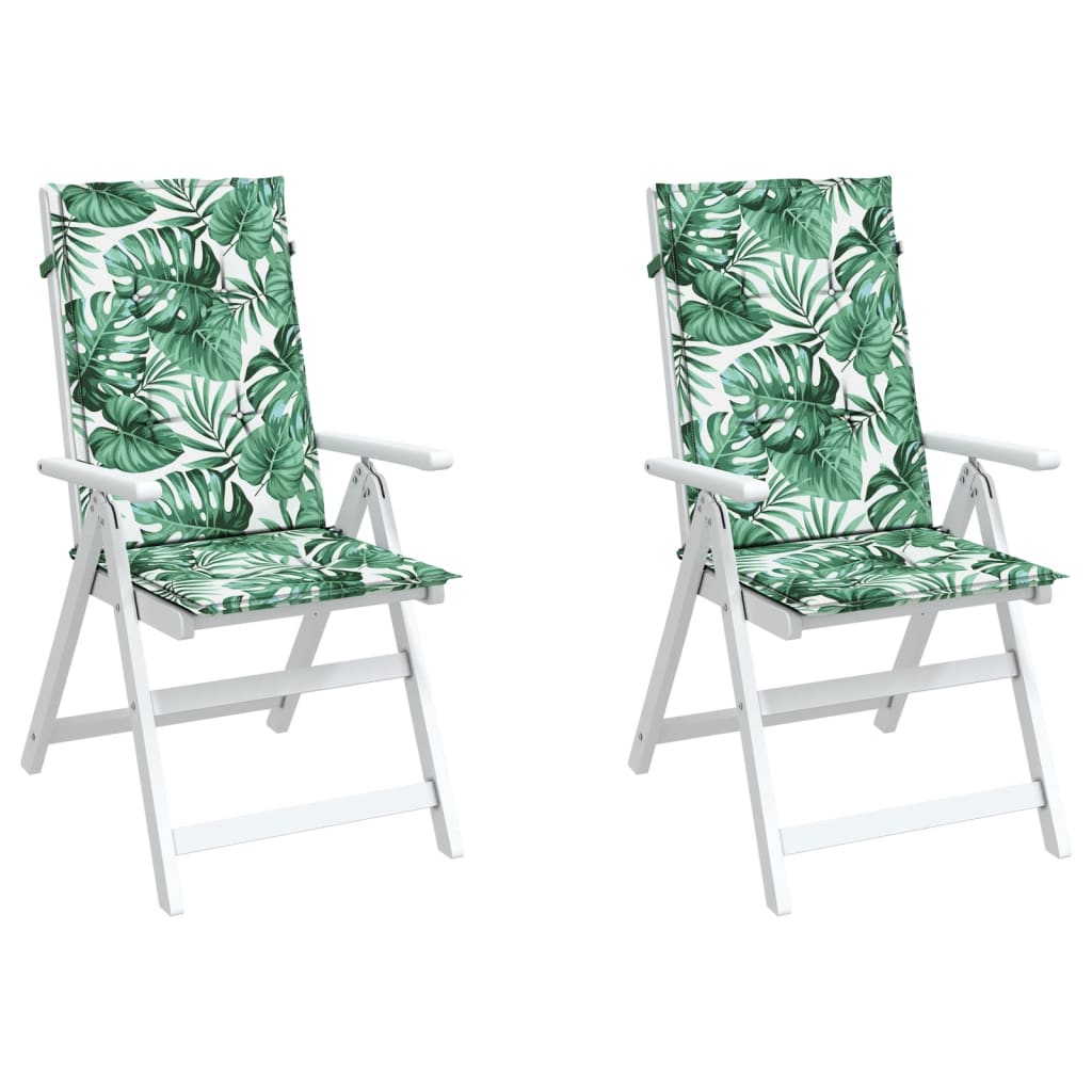 vidaXL Almofadões cadeira de encosto alto 2 pcs tecido folhas