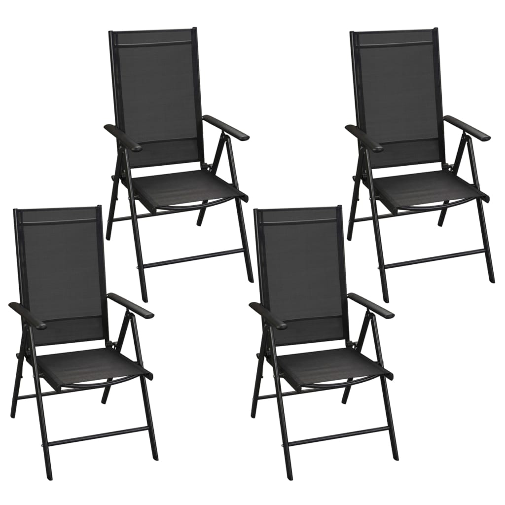 vidaXL 5 pcs conjunto jantar exterior c/ cadeiras dobráveis al. preto