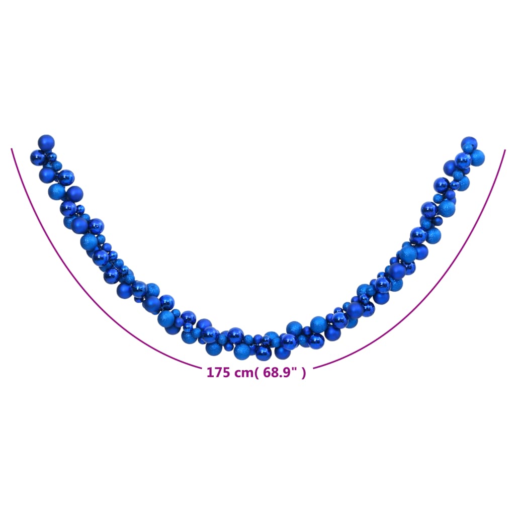 vidaXL Grinalda de Natal com bolas 175 cm poliestireno azul