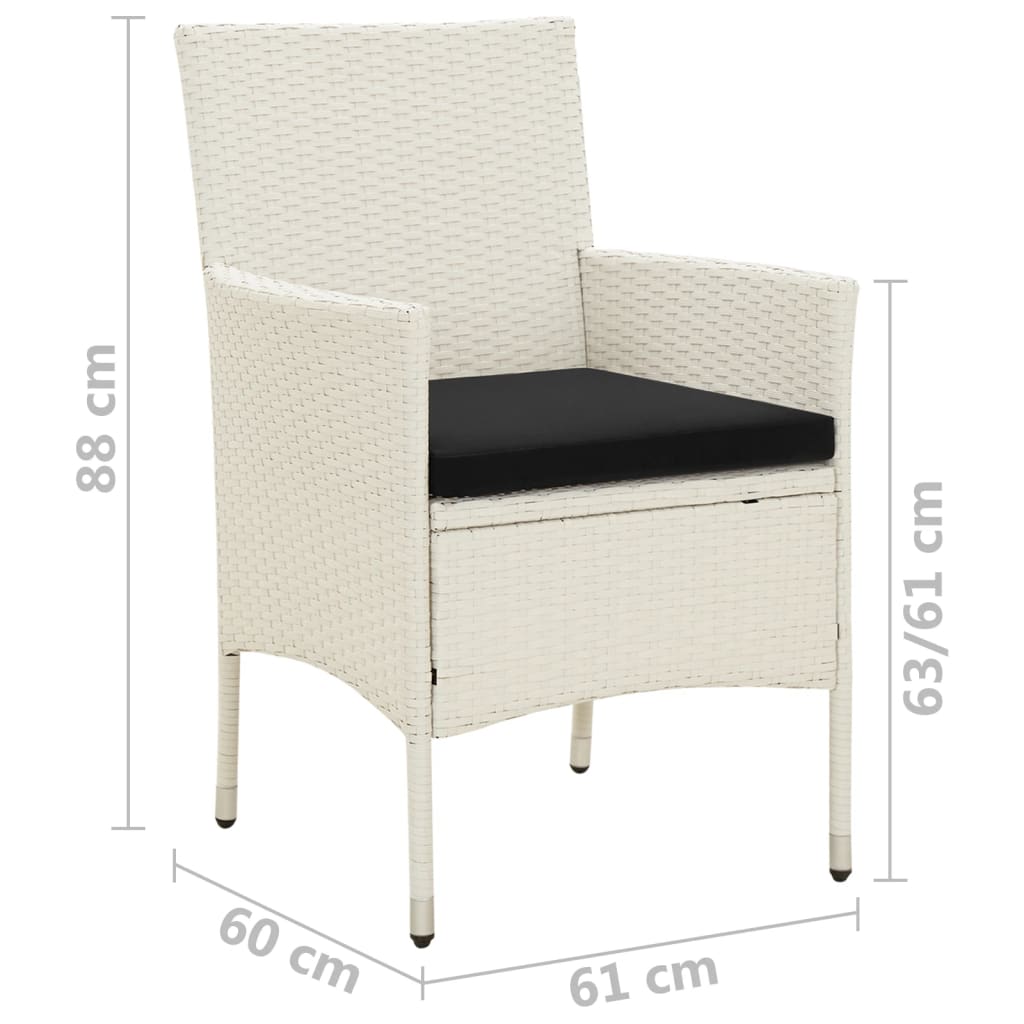vidaXL Cadeiras de jardim com almofadões 2 pcs vime PE branco