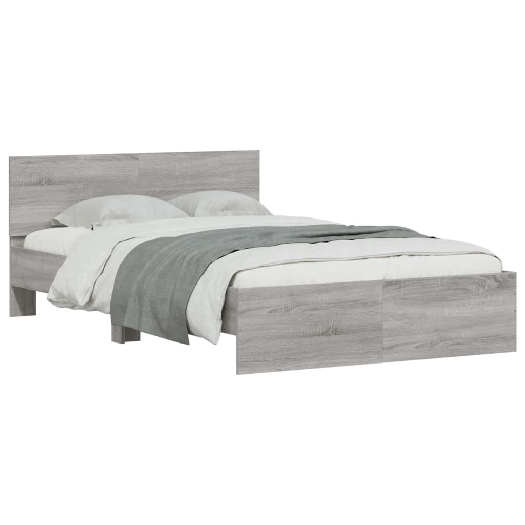 vidaXL Estrutura de cama com cabeceira 120x190 cm cinzento sonoma