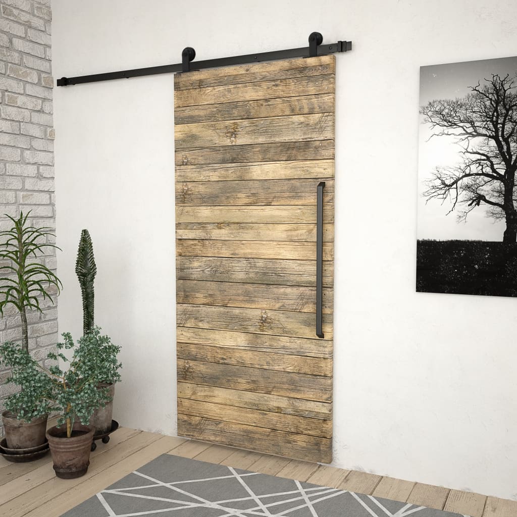 Kit de ferragens para porta deslizante 2x183 cm aço preto