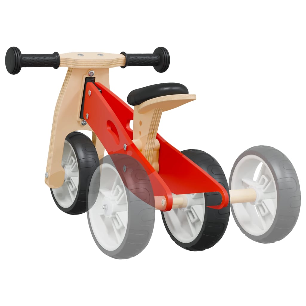 vidaXL Bicicleta de equilíbrio p/ crianças 2 em 1 vermelho