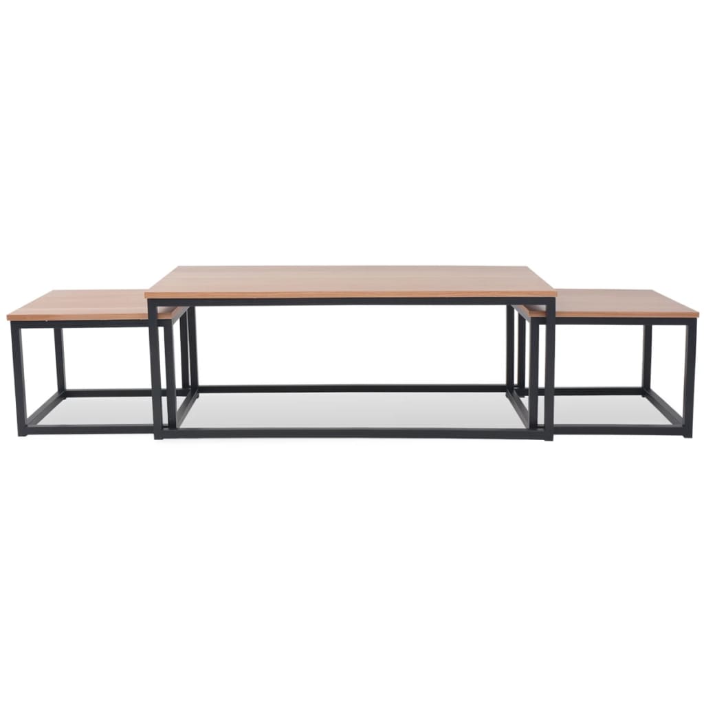 vidaXL Conjunto de mesas de centro 3 pcs em madeira de freixo