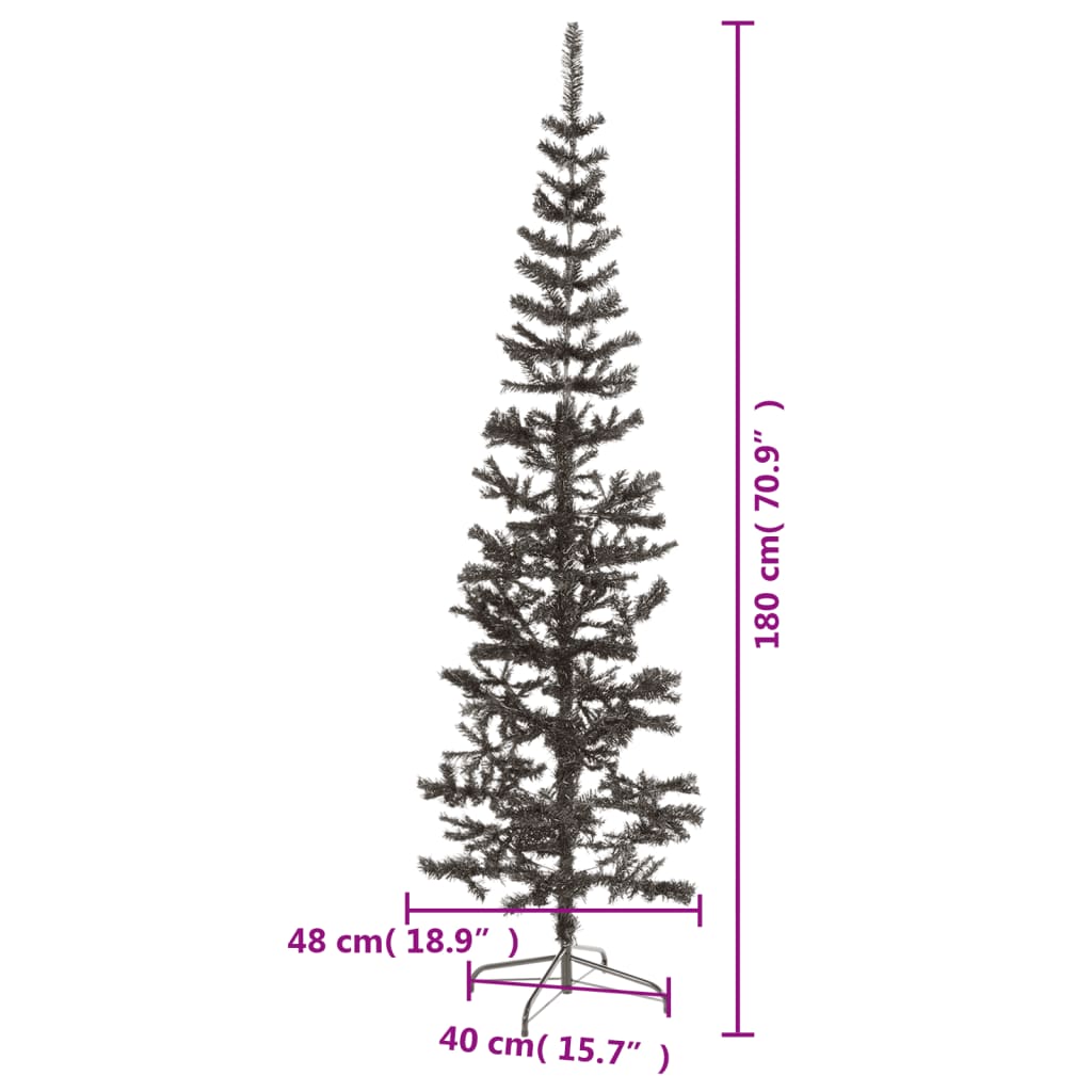vidaXL Árvore de Natal fina 180 cm preto