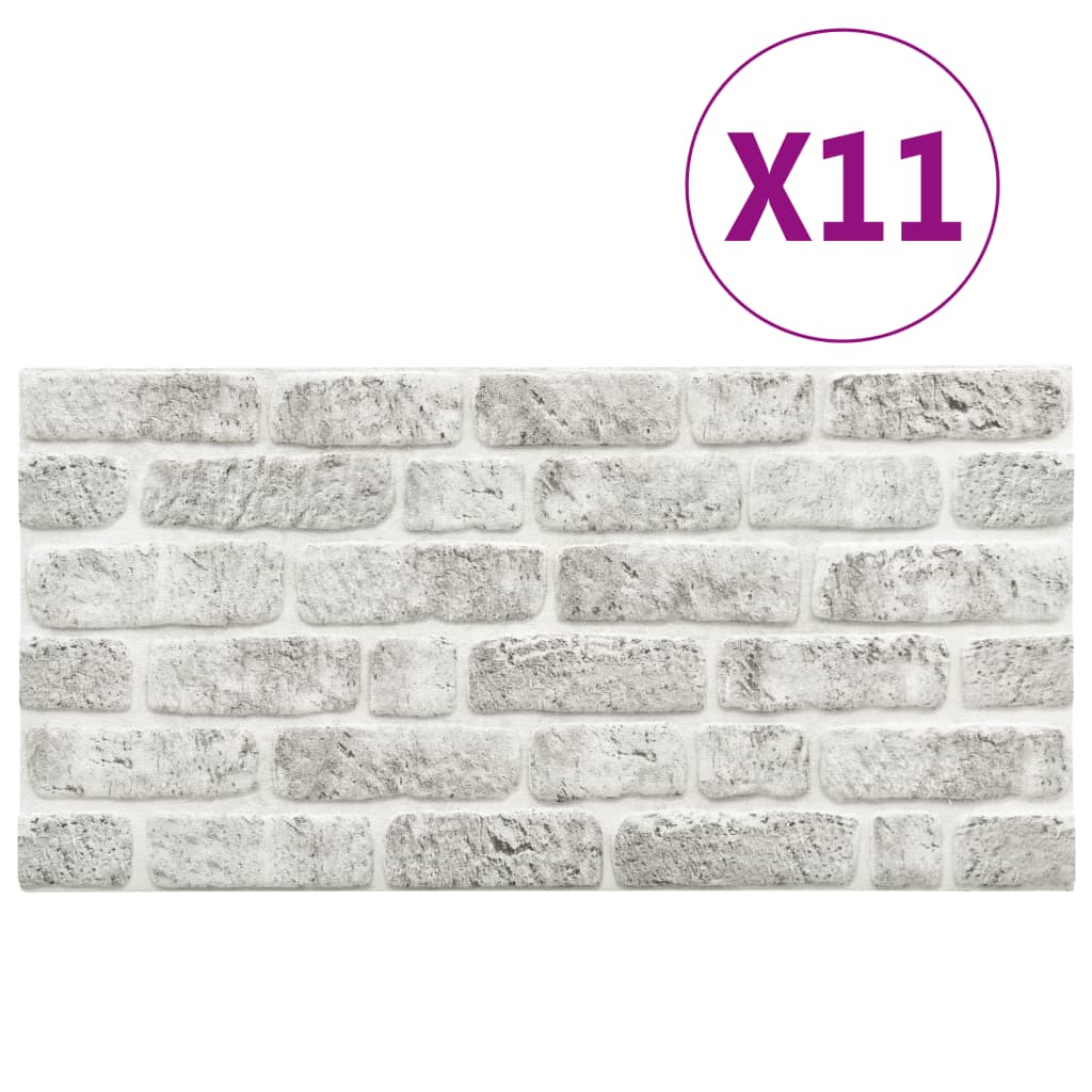 vidaXL Painéis de parede 3D design tijolos cinzento-claro 11 pcs EPS