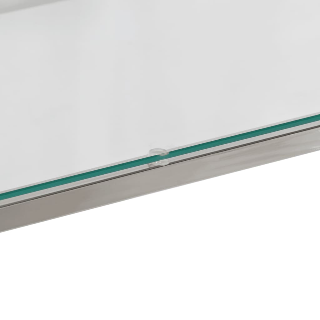 vidaXL Mesa consola aço inoxidável e vidro temperado prateado