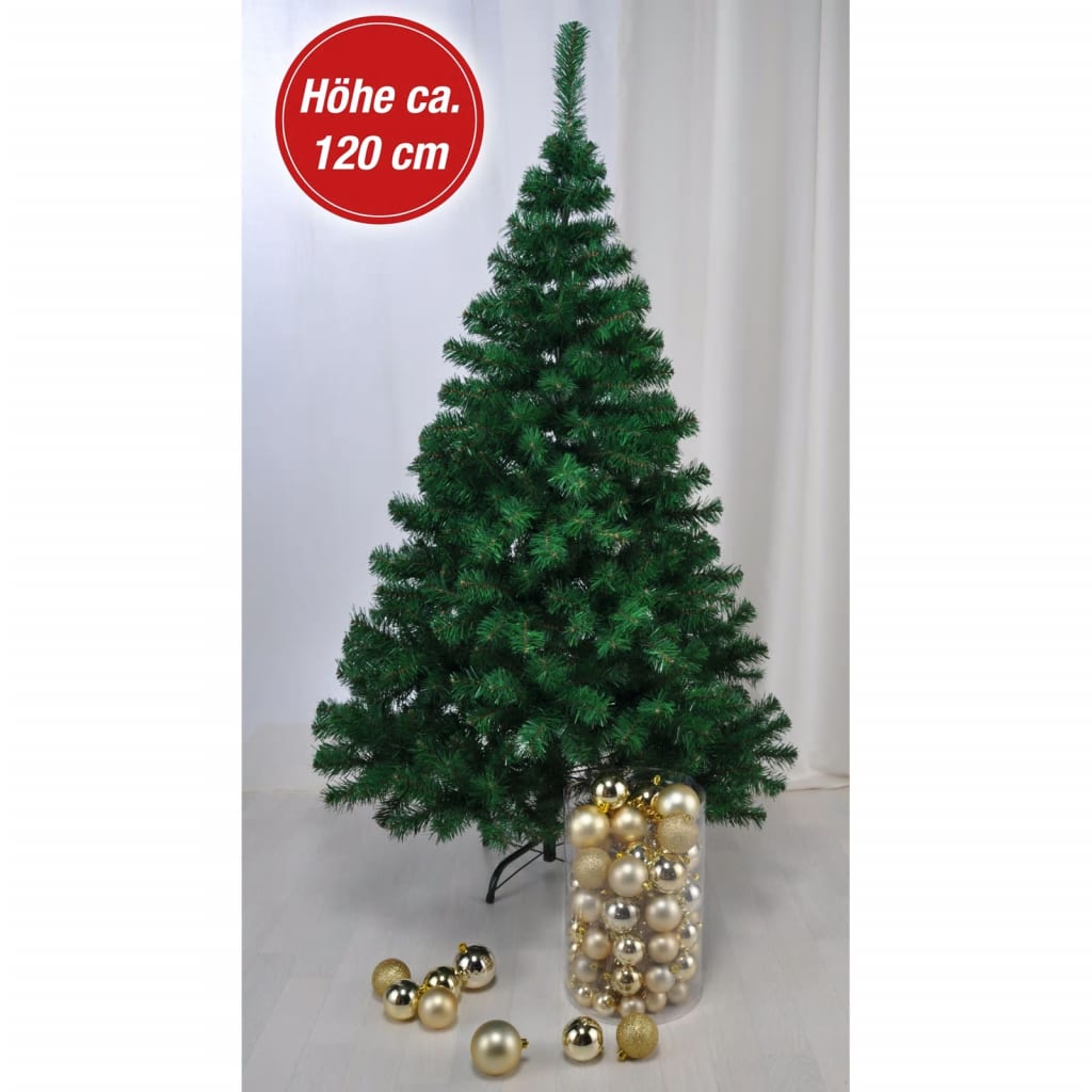 HI Árvore de natal com suporte de metal 120 cm verde