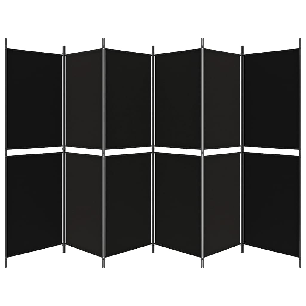 vidaXL Divisória/biombo com 6 painéis 300x180 cm tecido preto