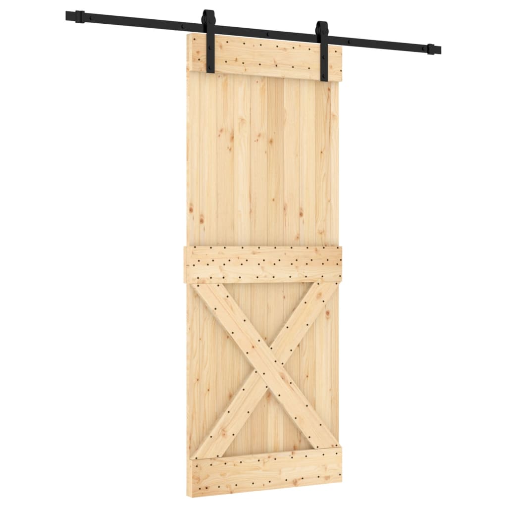 VidaXL Porta de correr com ferragens 80x210 cm madeira de pinho maciça