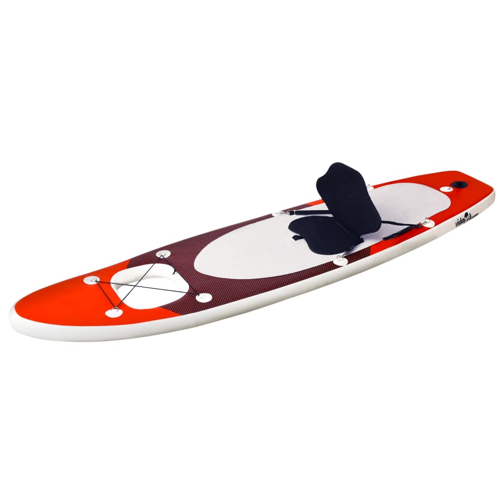 vidaXL Conjunto prancha de paddle SUP insuflável 300x76x10 cm vermelho