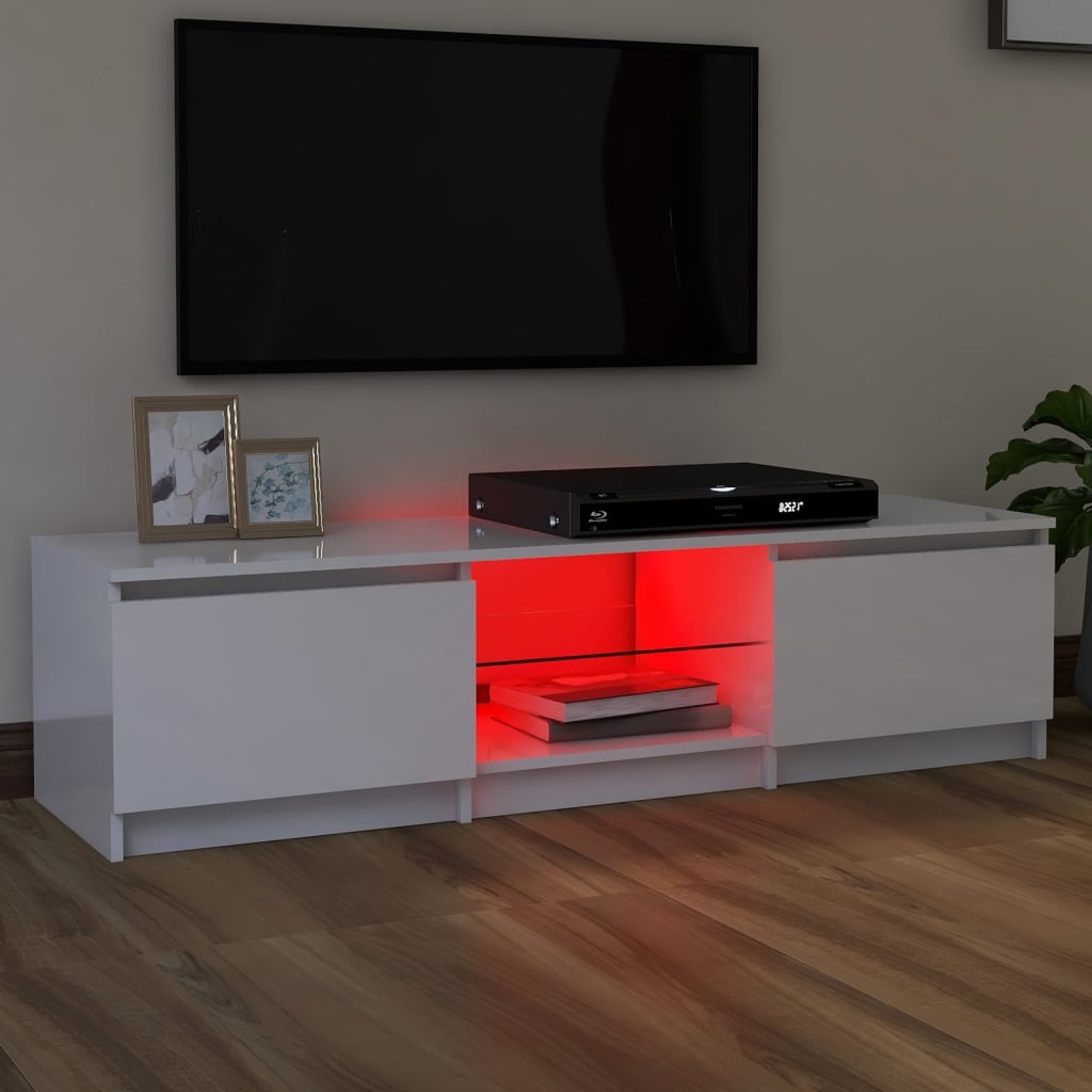 vidaXL Móvel de TV com luzes LED 140x40x35,5 cm branco brilhante
