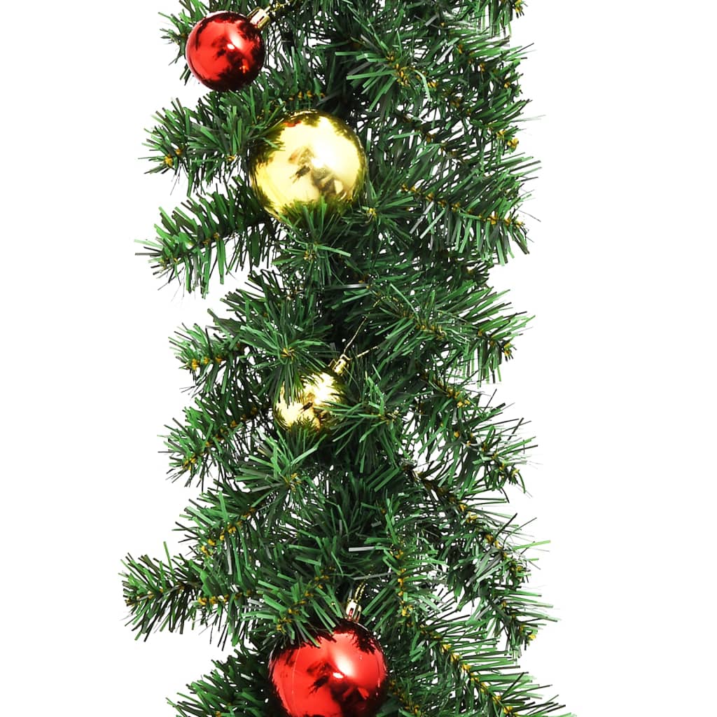 vidaXL Grinalda de Natal decorada com enfeites e luzes LED 10 m