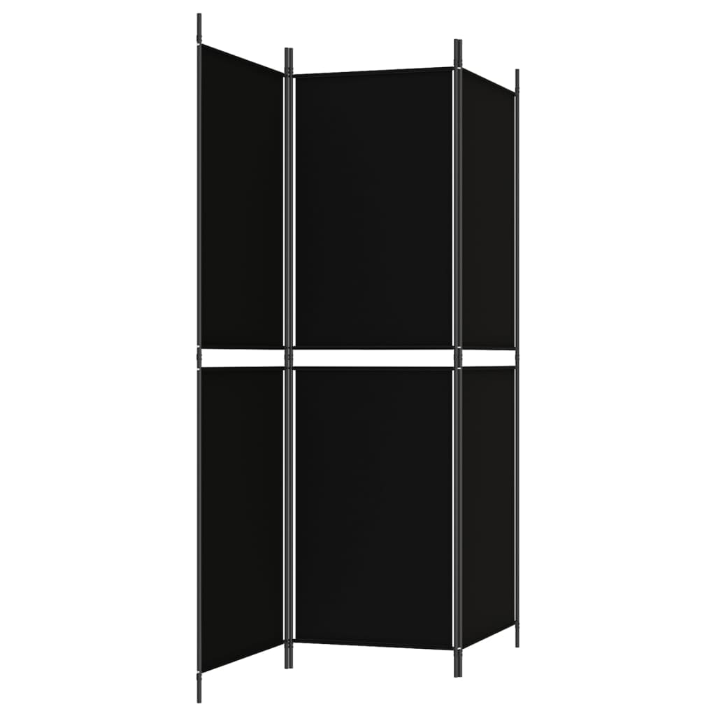 vidaXL Biombo/divisória com 3 painéis 150x180 cm tecido preto