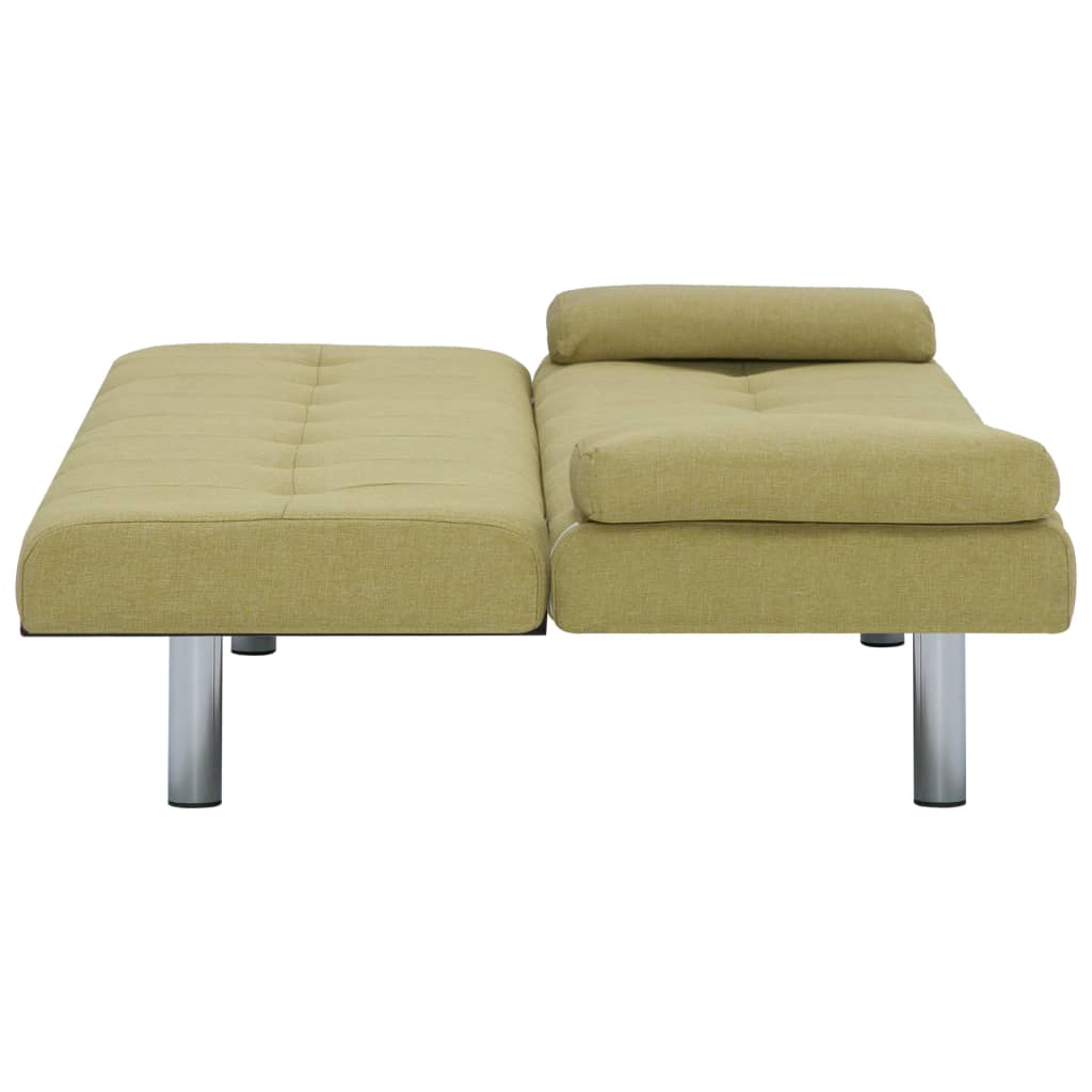 vidaXL Sofá-cama com duas almofadas poliéster verde