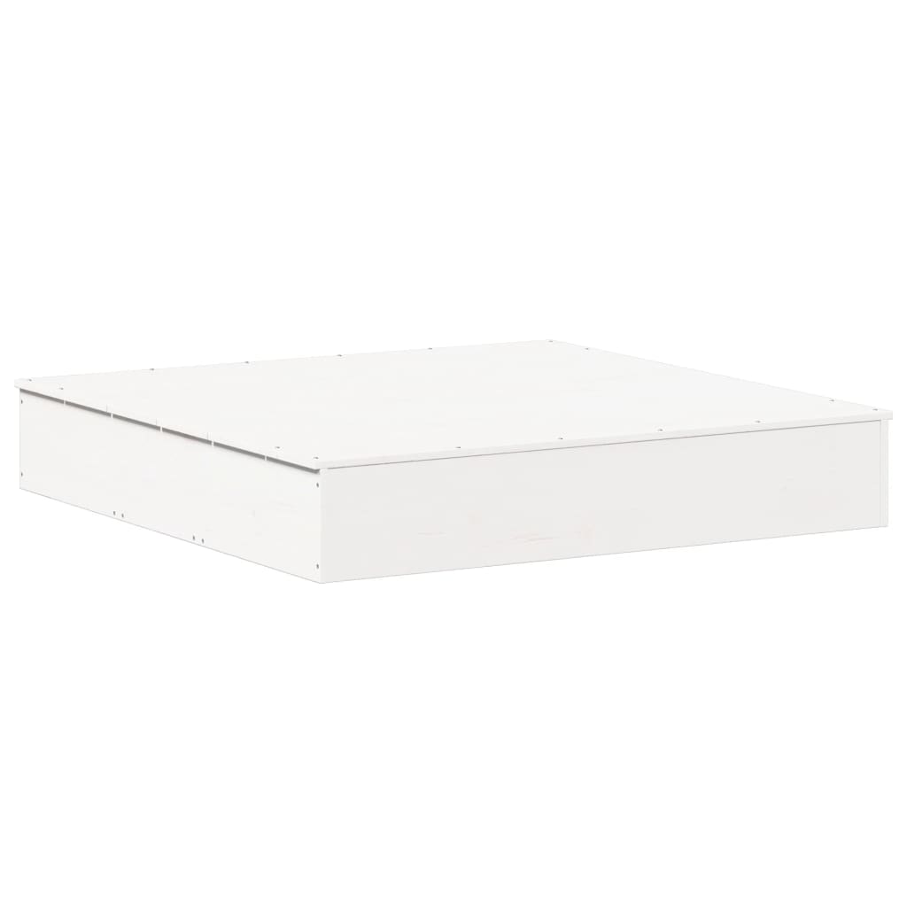 vidaXL Caixa de areia com cobertura 111x111x19,5cm pinho maciço branco