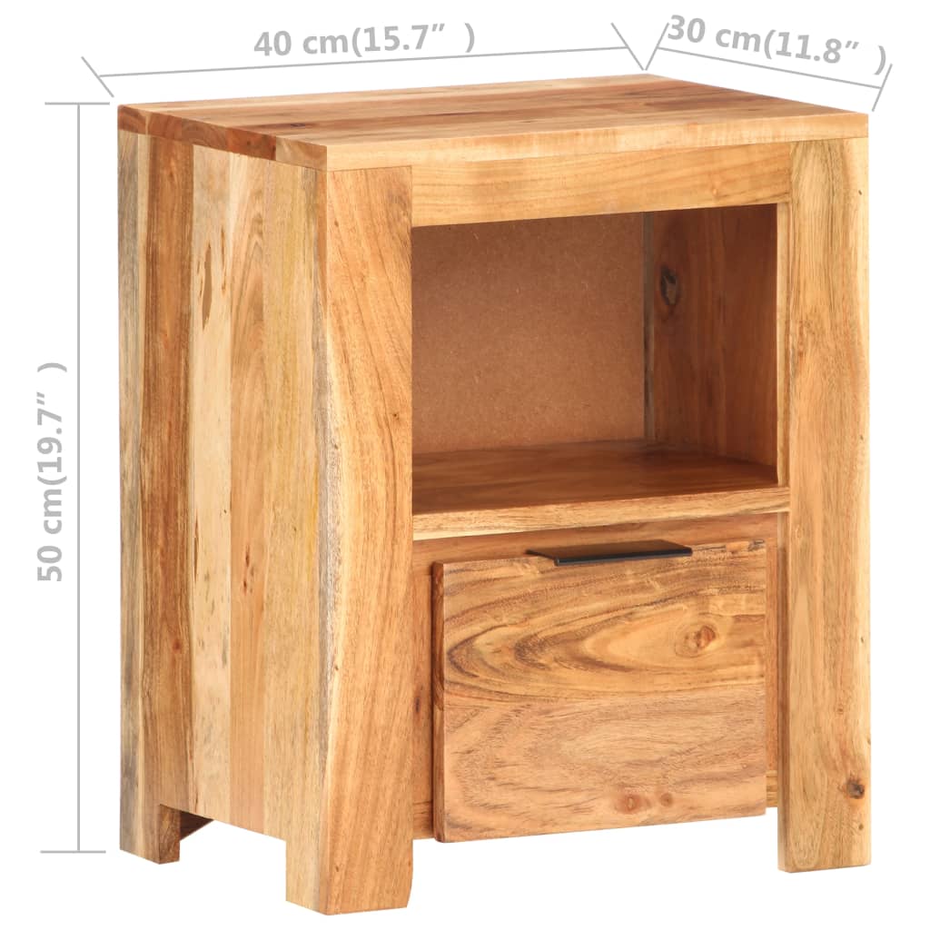vidaXL Mesa de cabeceira 40x30x50 cm madeira de acácia maciça