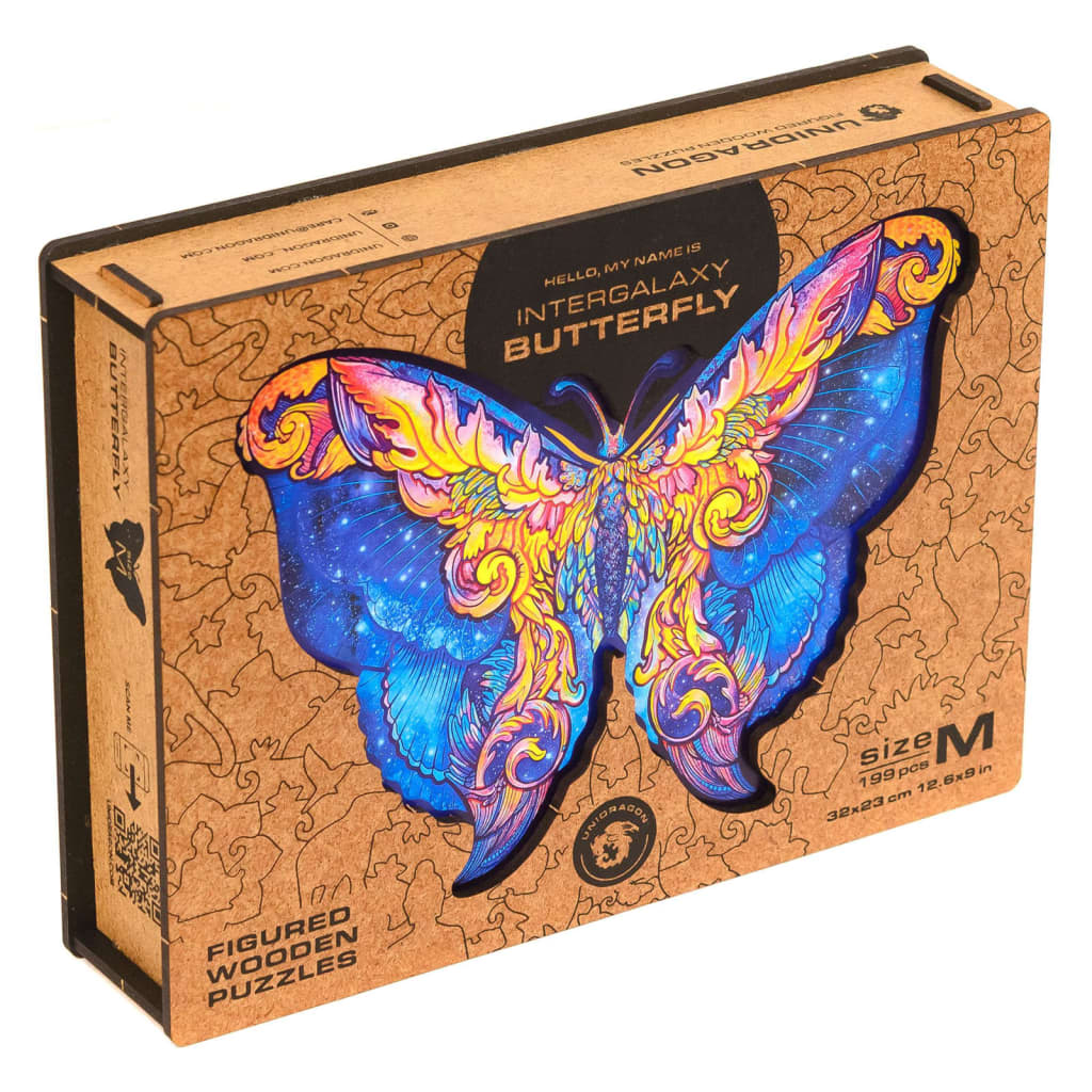 UNIDRAGON Puzzle madeira 199 pcs Intergalaxy Butterfly Medium 32x23 cm