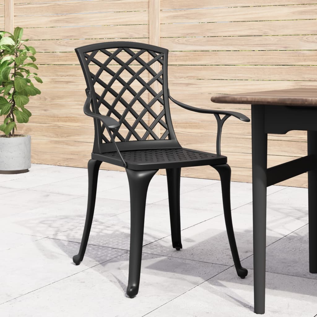vidaXL Cadeiras de jardim 6 pcs alumínio fundido preto