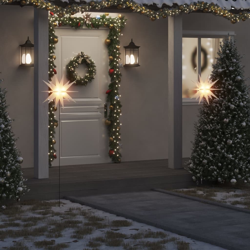 vidaXL Luz de Natal com estaca LED dobrável 57 cm branco