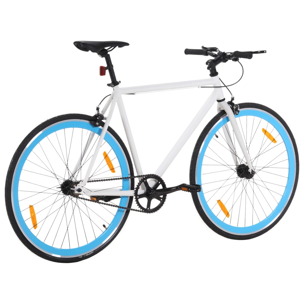 vidaXL Bicicleta de mudanças fixas 700c 55 cm branco e azul