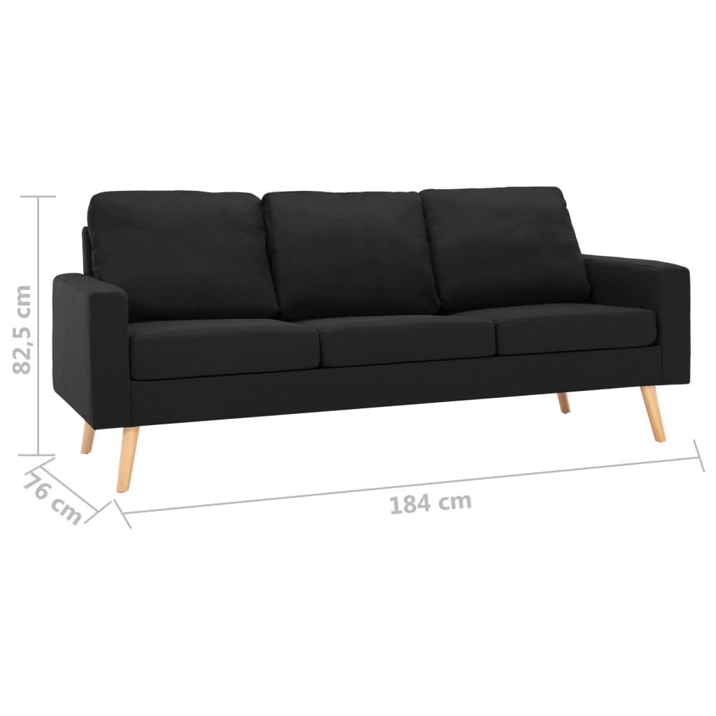 vidaXL 3 pcs conjunto de sofás tecido preto