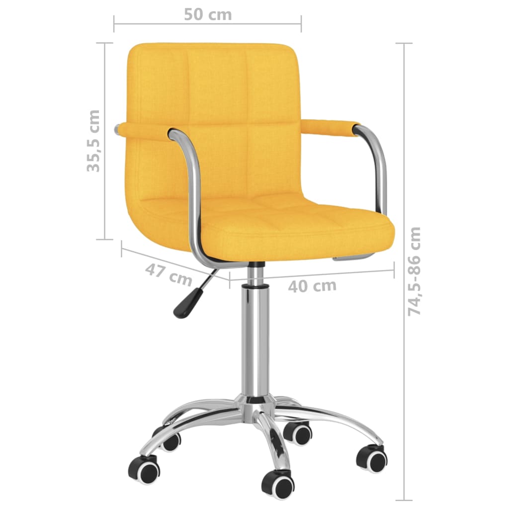 vidaXL Cadeira de escritório giratória tecido amarelo mostarda