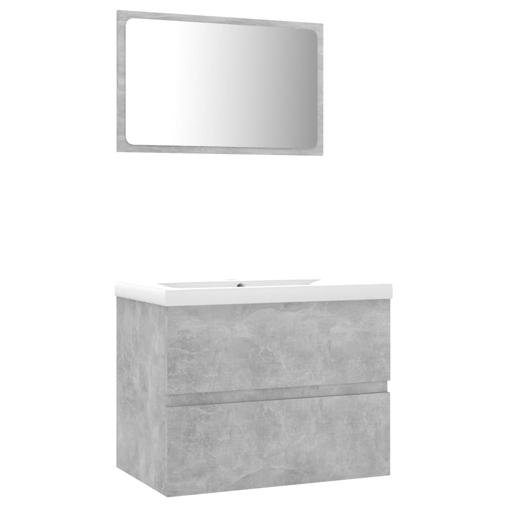 vidaXL Conjunto de móveis de casa de banho contraplacado cinza cimento