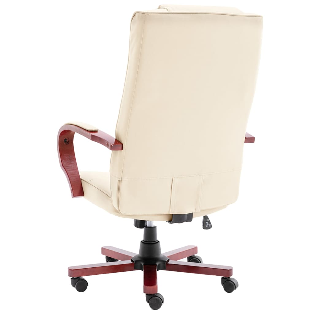 vidaXL Cadeira de escritório couro genuíno cor creme