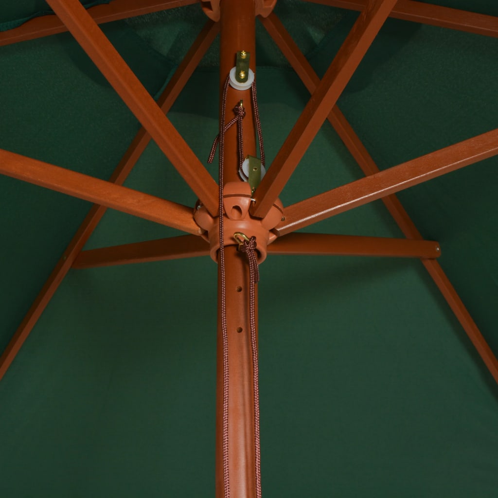 vidaXL Guarda-sol com mastro em madeira 270x270 cm verde