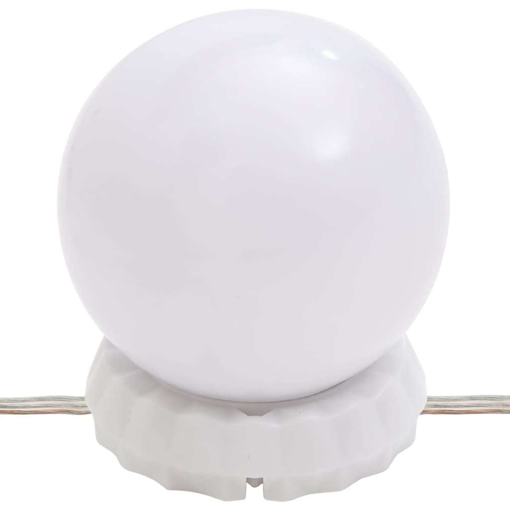 vidaXL Toucador com luzes LED 95x50x133,5 cm pinho maciço branco