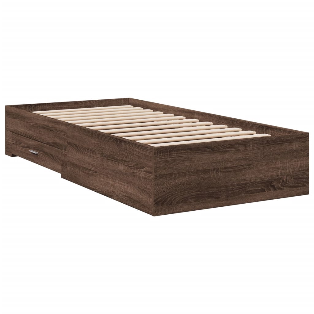 vidaXL Estrutura cama c/ gavetas derivados madeira carvalho castanho