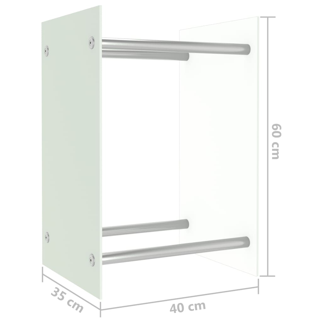 vidaXL Suporte para lenha 40x35x60 cm vidro branco