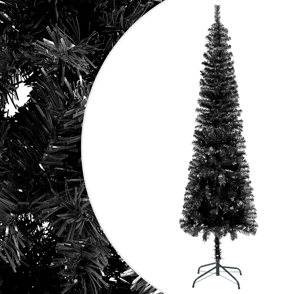 vidaXL Árvore de Natal pré-iluminada fina 240 cm preto