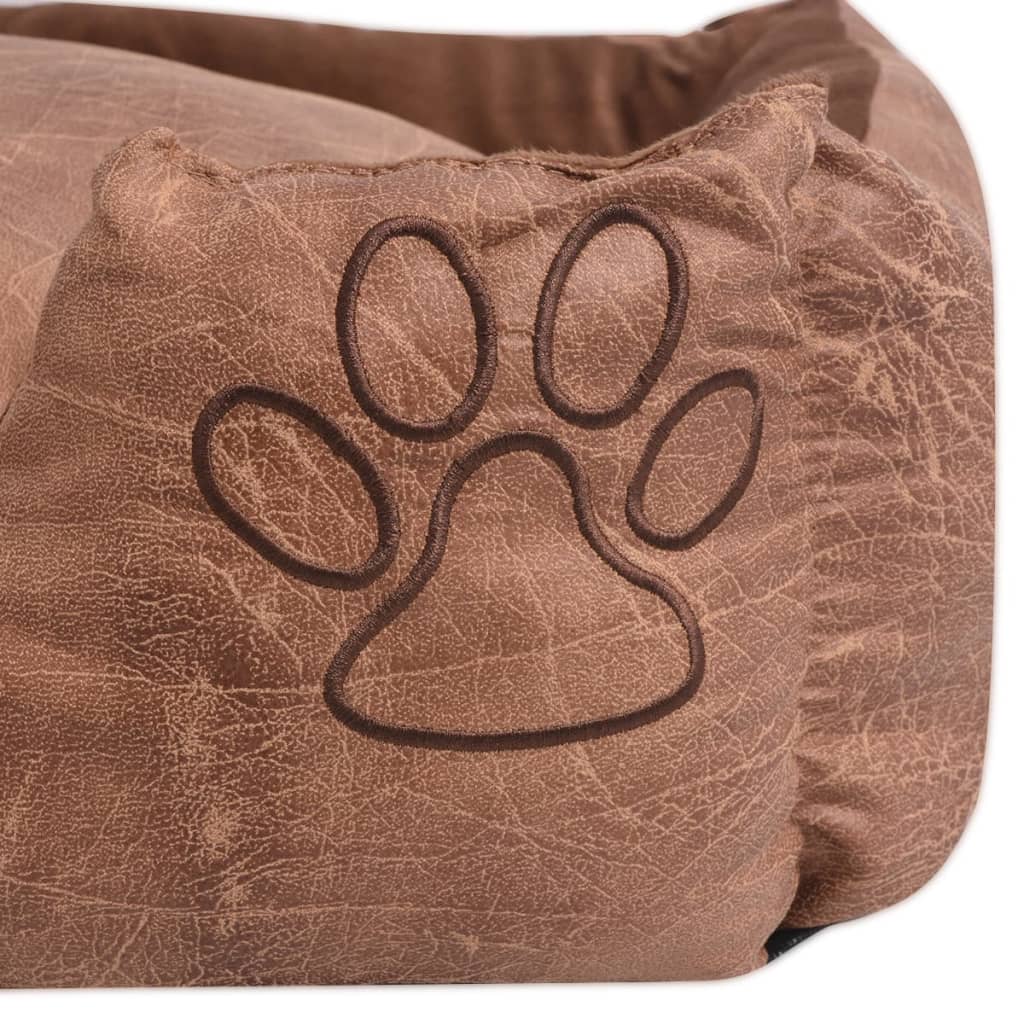 vidaXL Cama para cães com almofada couro artificial PU tamanho S bege