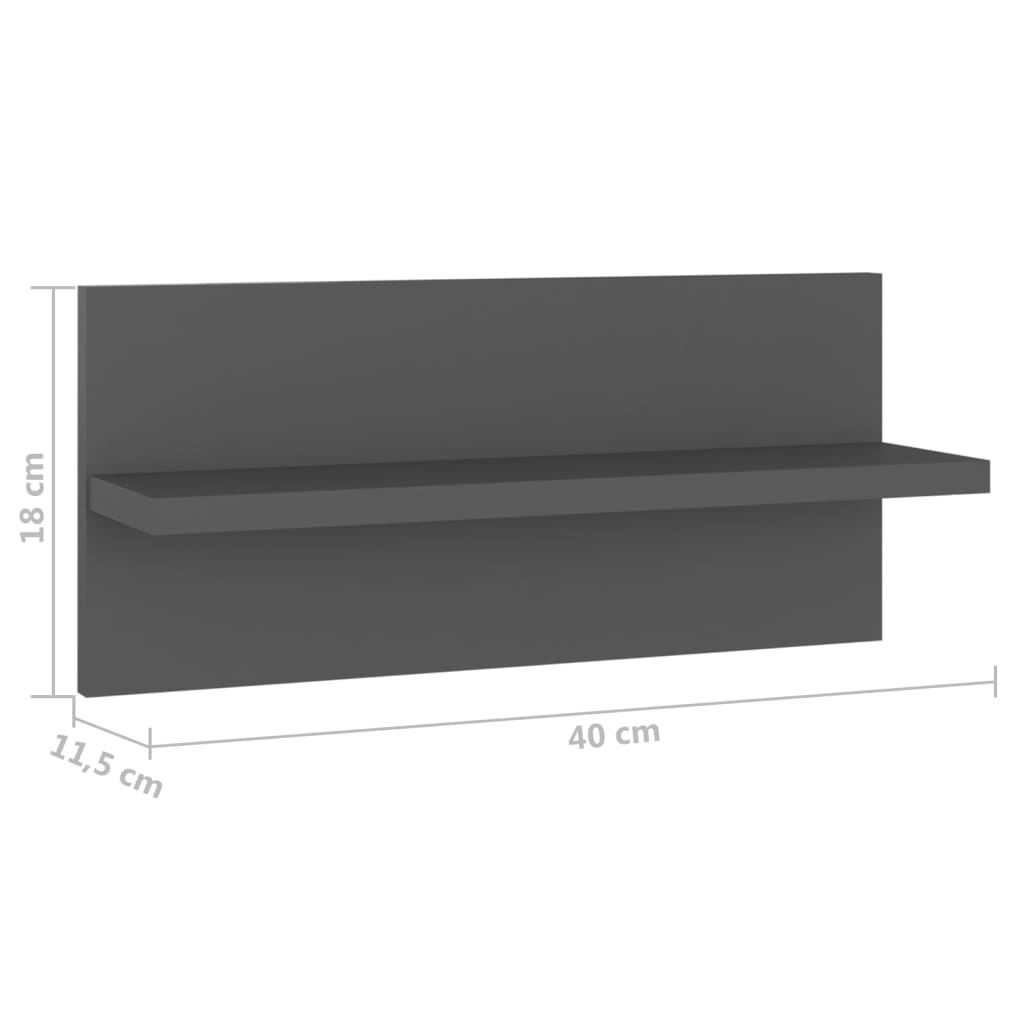 vidaXL Estantes de parede 2 pcs 40x11,5x18 cm contraplacado cinzento