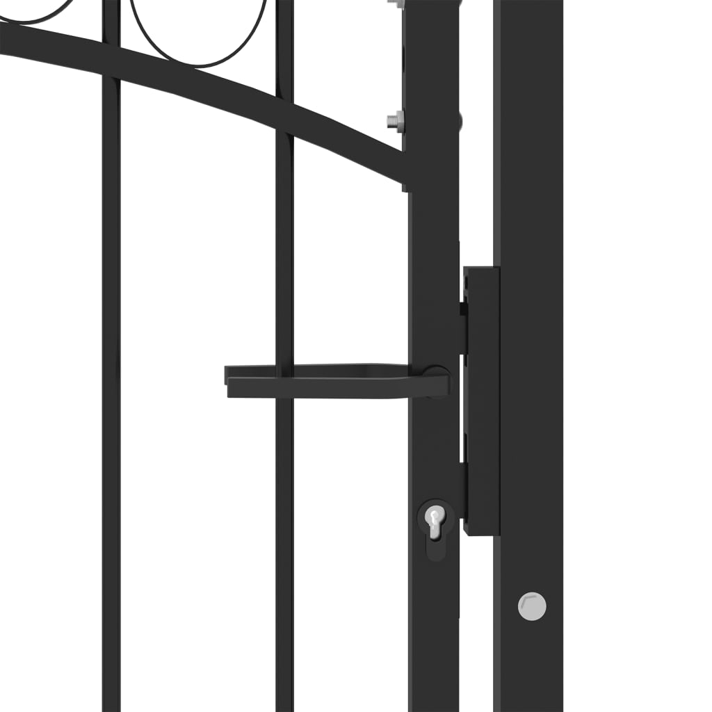 vidaXL Portão para cerca com topo arqueado 100x150 cm aço preto