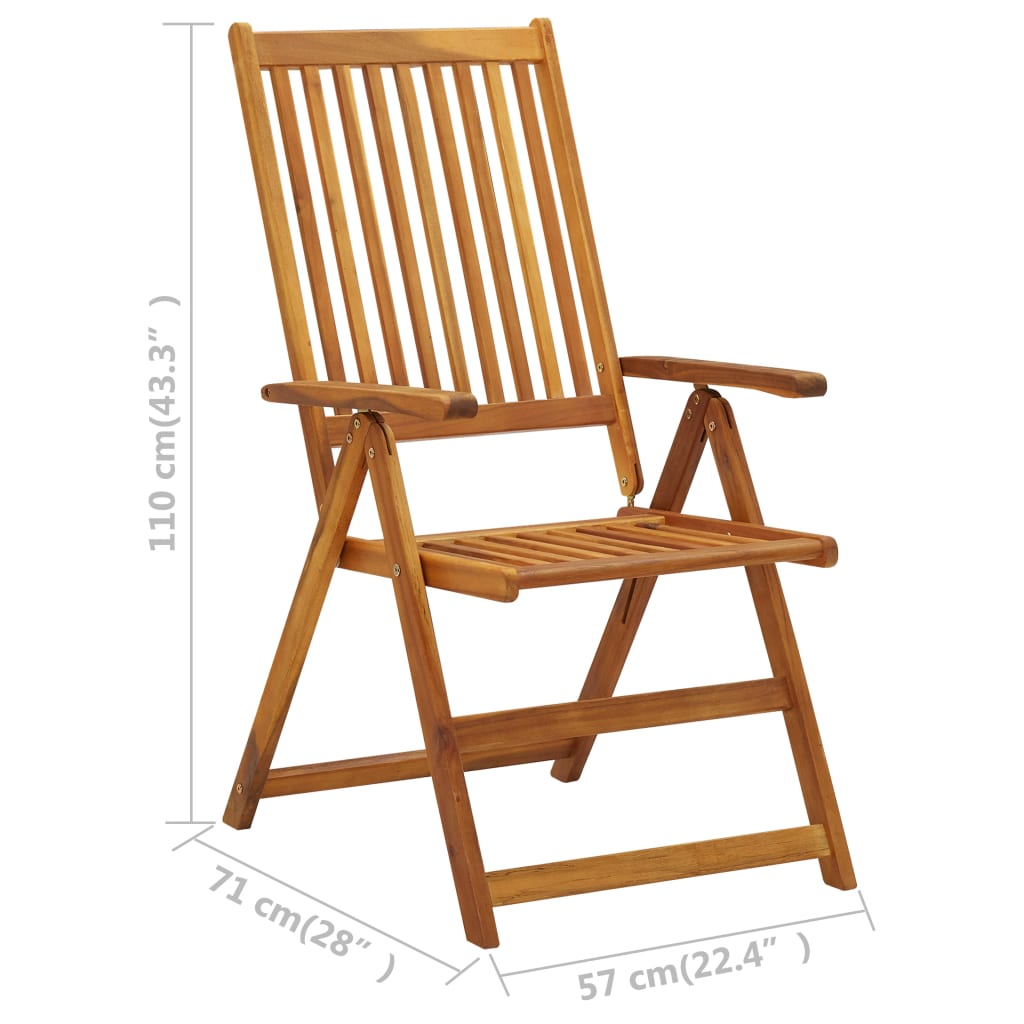 vidaXL Cadeiras de jardim reclináveis 2 pcs madeira de acácia maciça