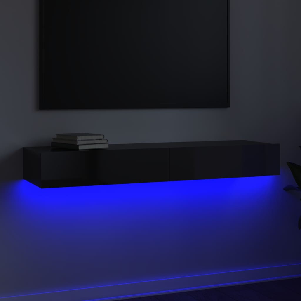 vidaXL Móvel de TV com luzes LED 120x35x15,5 cm alto brilho cinzento