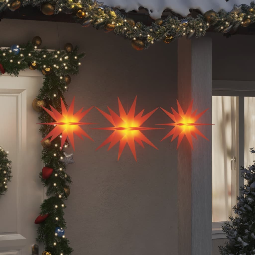 vidaXL Luzes de Natal com LEDs 3 pcs dobrável vermelho