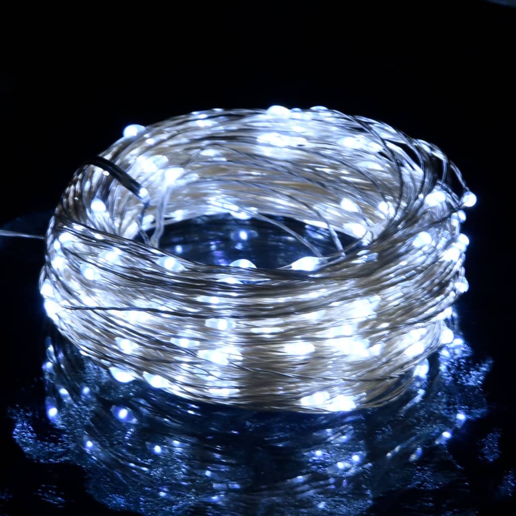 vidaXL Cordão de micro luzes 40 m 400 LED 8 funções branco frio