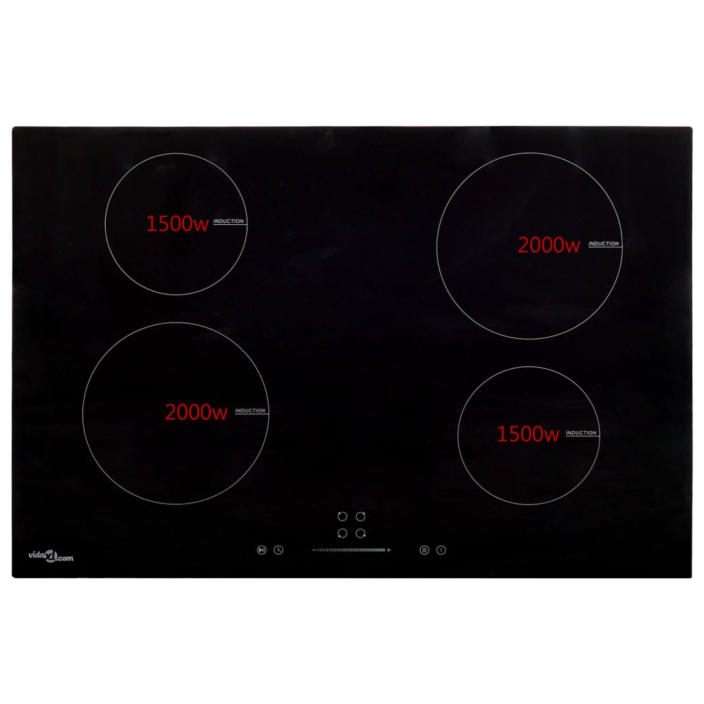 vidaXL Placa de indução com 4 discos ecrã tátil vidro 7000 W 77 cm