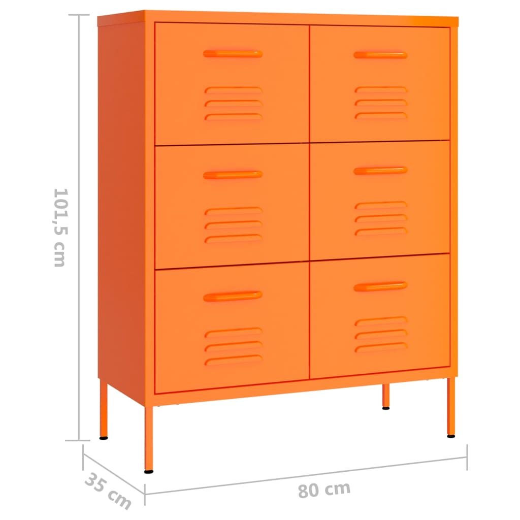 vidaXL Armário com gavetas aço 80x35x101,5 cm laranja
