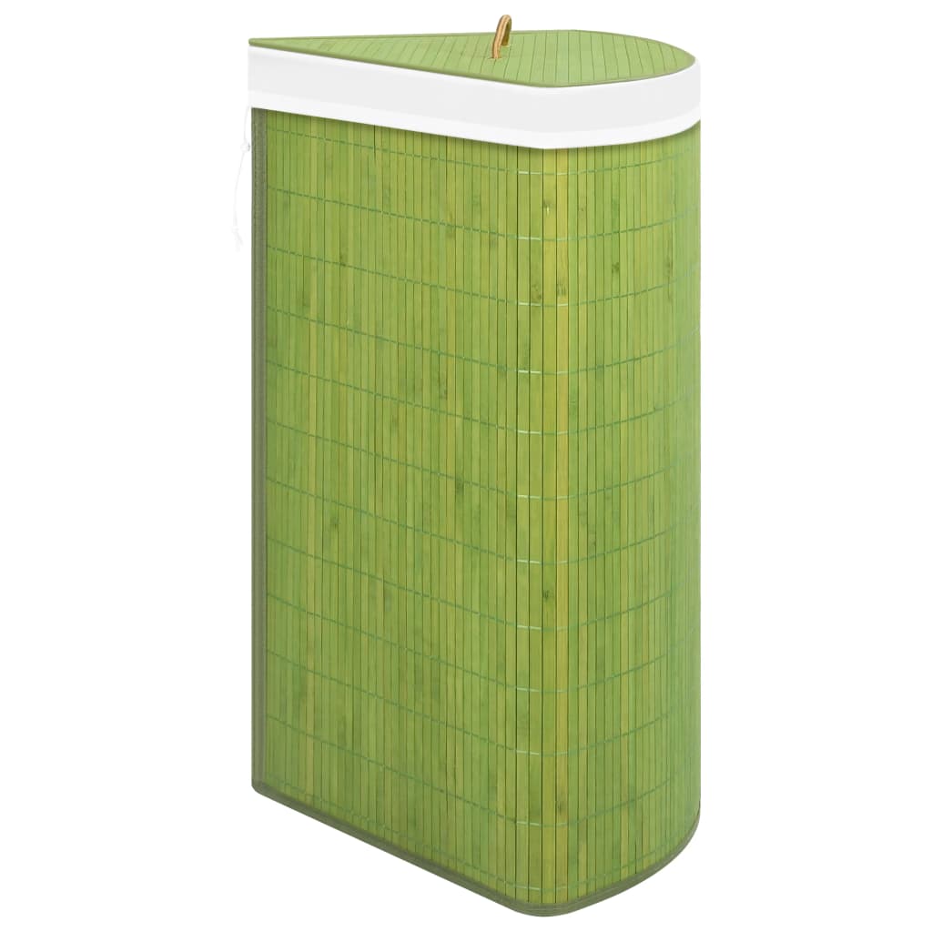 vidaXL Cesto de canto para roupa suja 60 L bambu verde