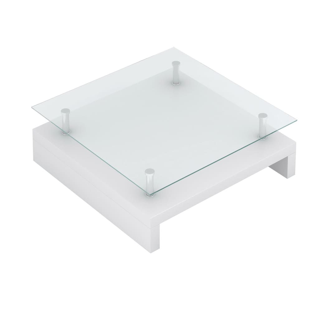 vidaXL Mesa de centro com tampo de vidro, branco