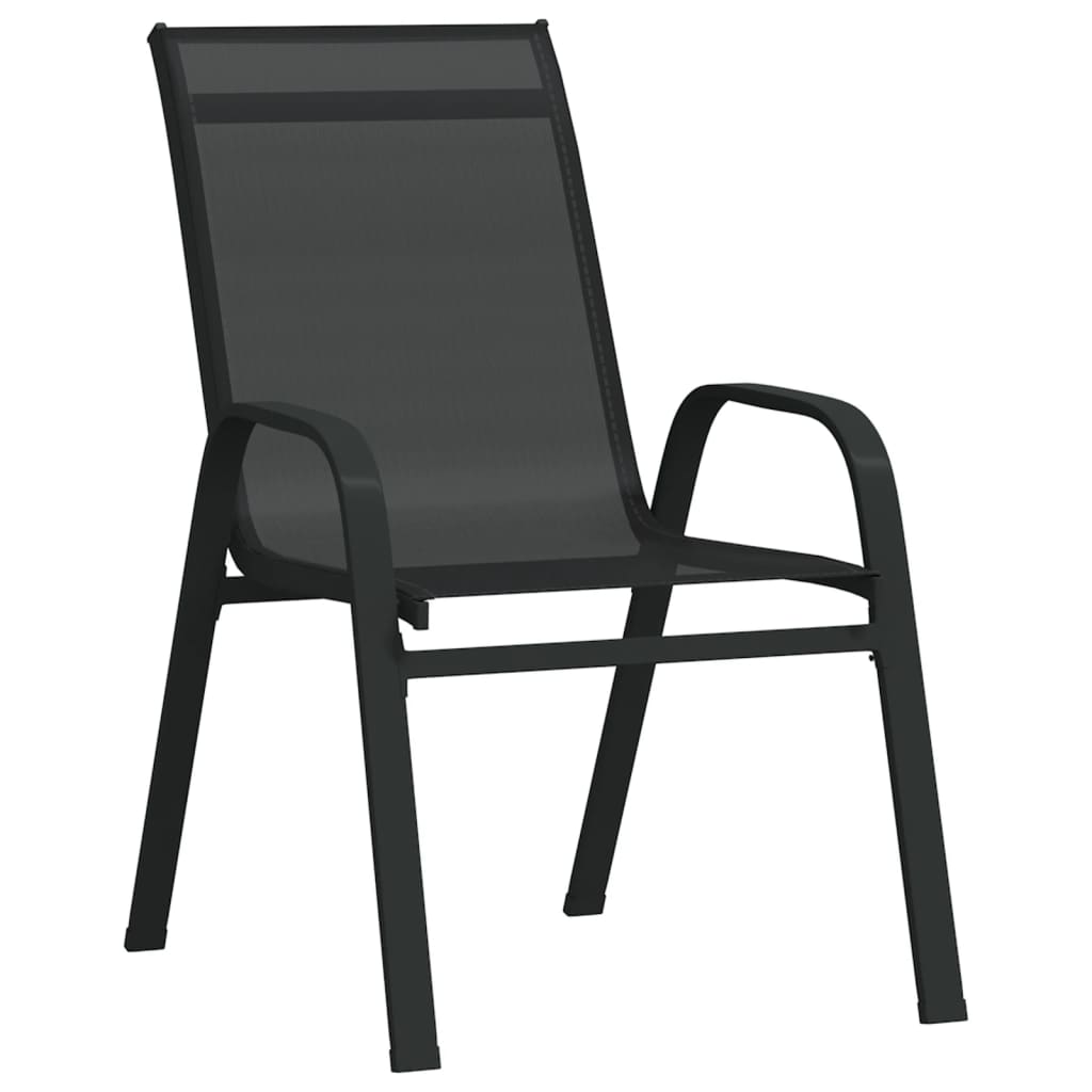 vidaXL Cadeiras de jardim empilháveis 6 pcs textilene preto