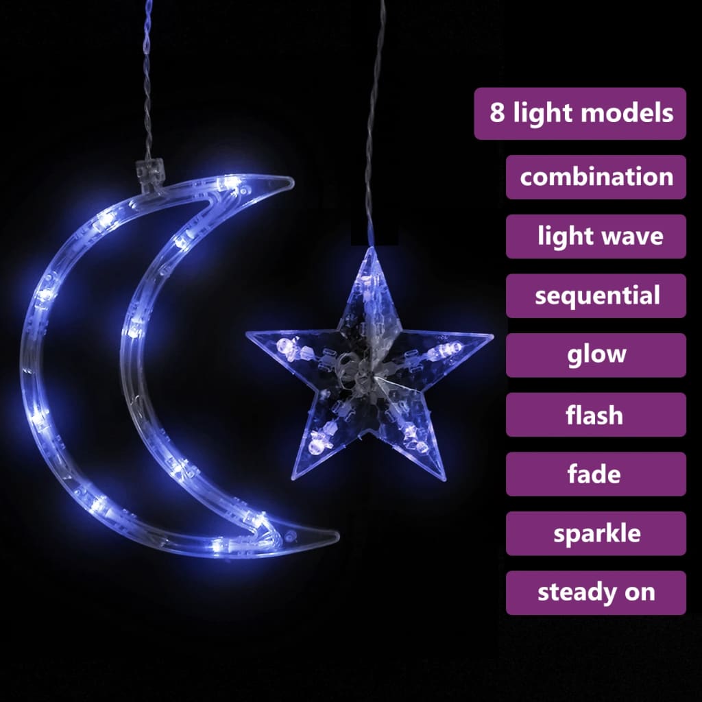 vidaXL Estrelas e luas de luz c/ controlo remoto 345 luzes LED azul