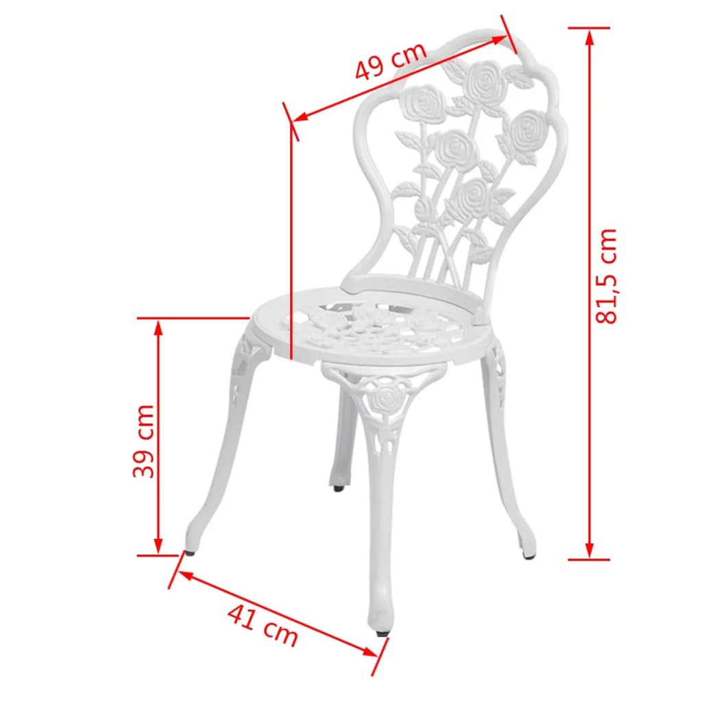 vidaXL Cadeiras de bistrô 2 pcs alumínio fundido branco