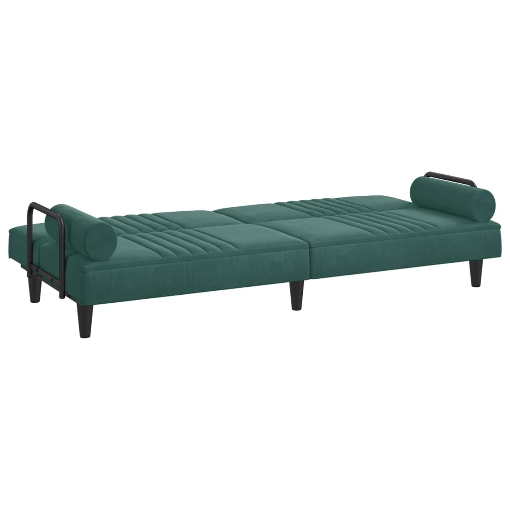 vidaXL Sofá-cama com apoio de braços veludo verde-escuro